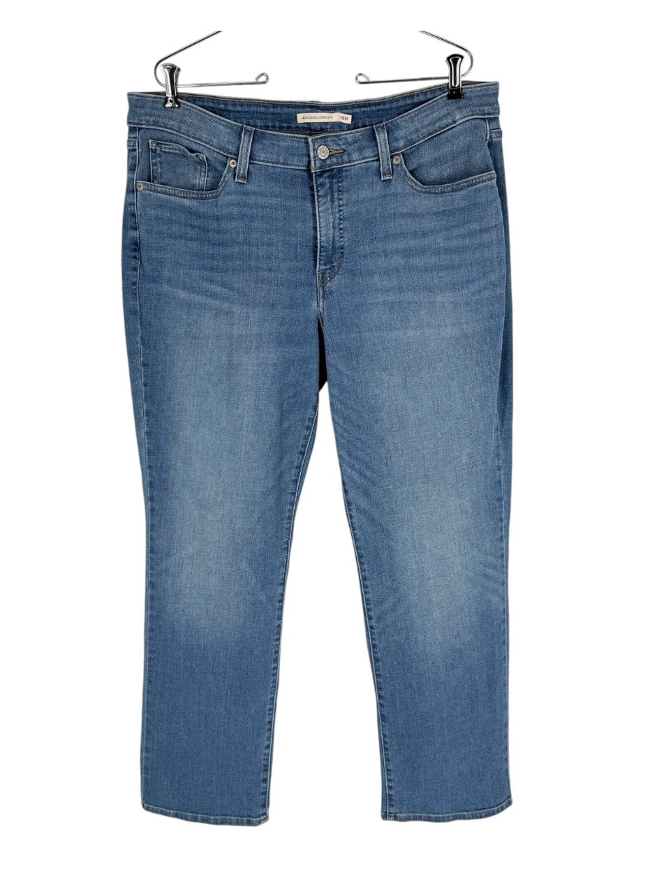 Levis 414 Classic Straight Jeans Womens Size 18w Blue Medium Wash Stretch Denim